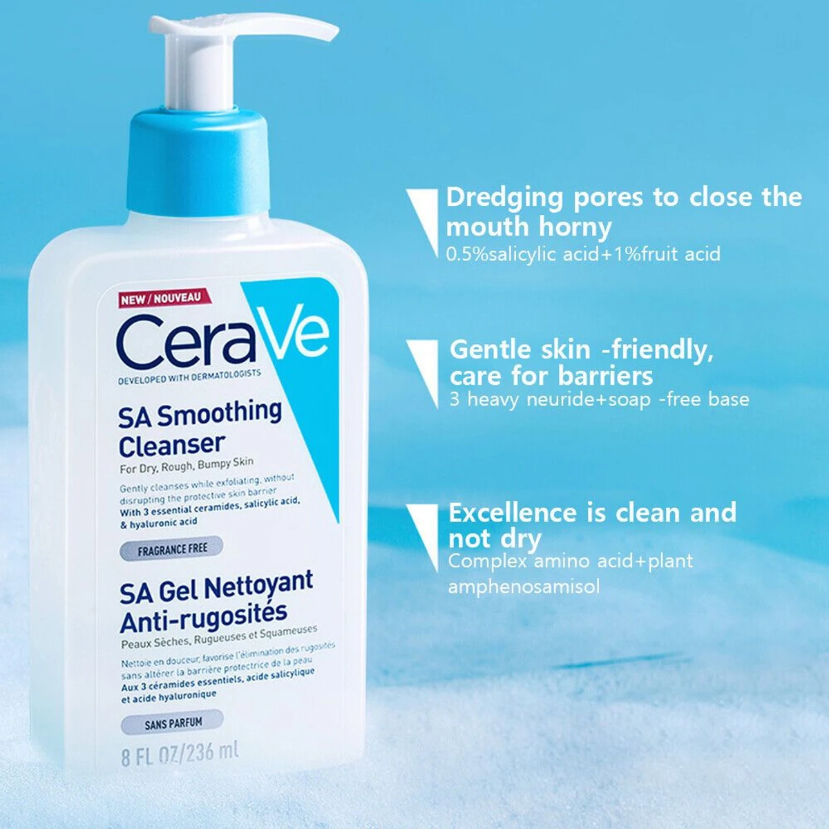 CeraVe Sa Smoothing Cleanser 236ml (100% Original) - Image 3