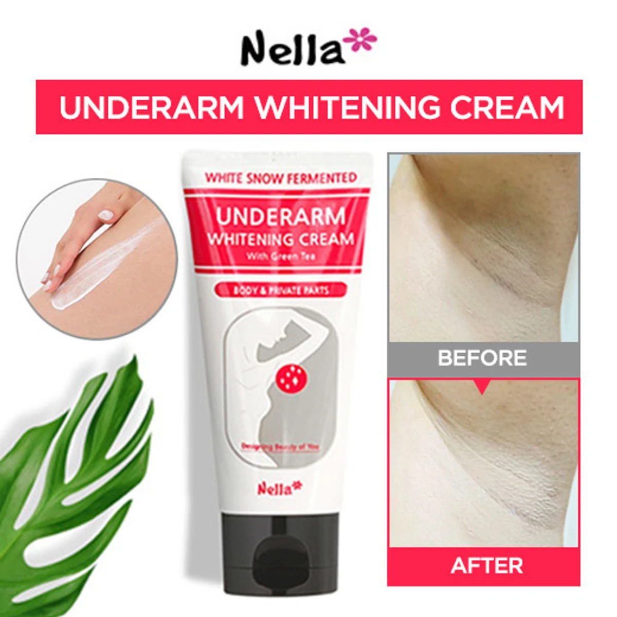 Nella White Snow Fermented Underarm Whitening Cream With Green Tea - 50ml