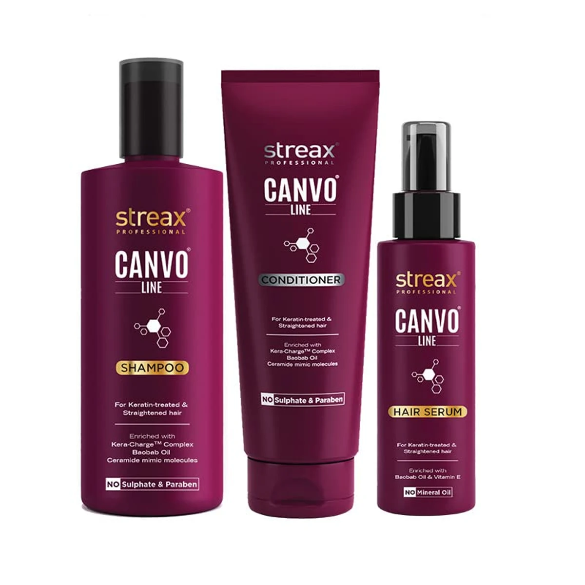 Streax Professional Canvo Line Shampoo For Keratin Treated And Straightened Hair 300ml