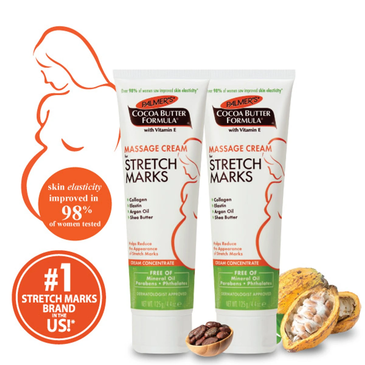 Palmer’s Stretch Marks Massage Cream With Cocoa Butter Formula, Collagen, Elastin, Argan Oil & Shea Butter (125gm)