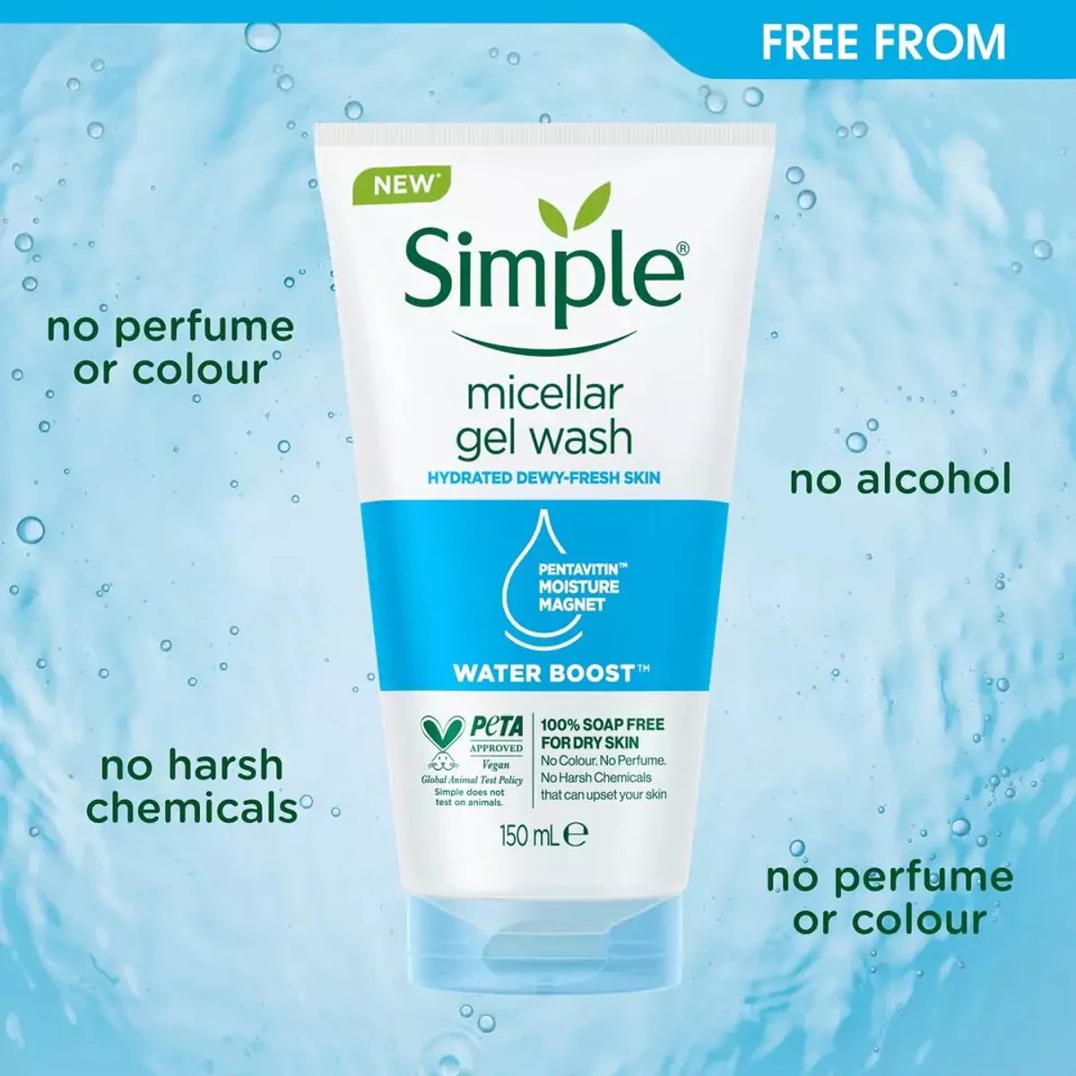 Simple Water Boost Micellar Facial Gel Wash 150ml - Image 3