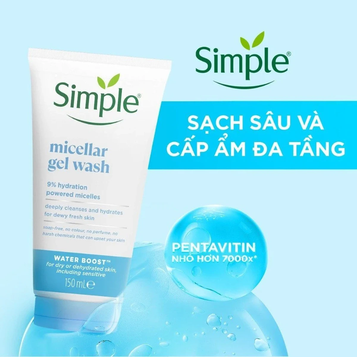 Simple Water Boost Micellar Facial Gel Wash 150ml