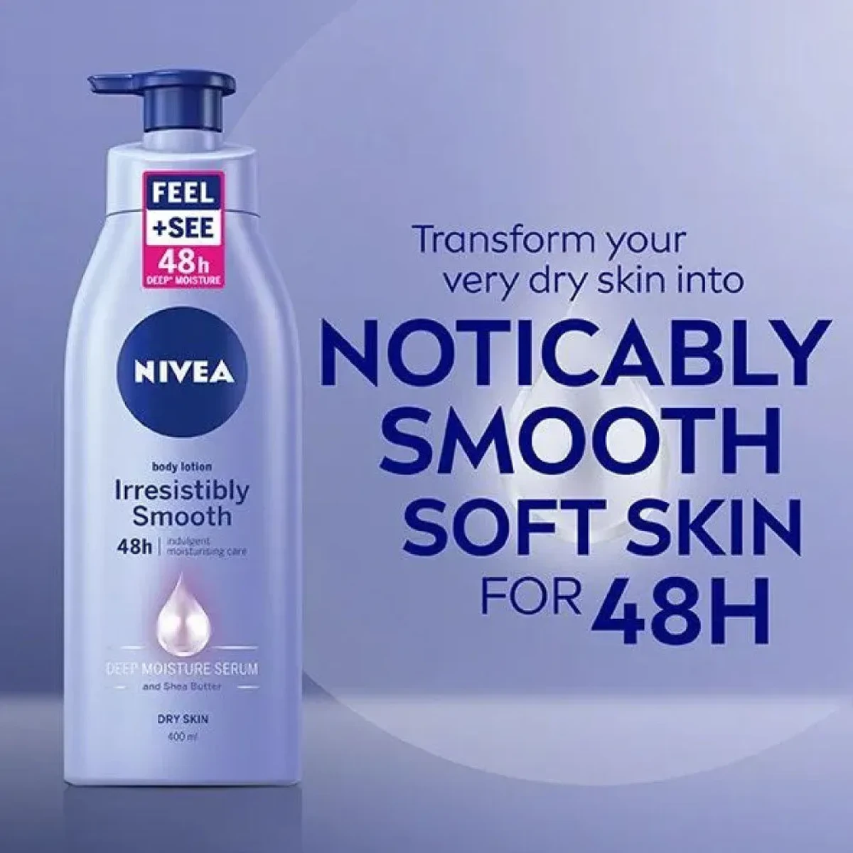 Nivea Shea Smooth Dry Skin Body Lotion With Deep Moisture Serum (400ml) - Image 4