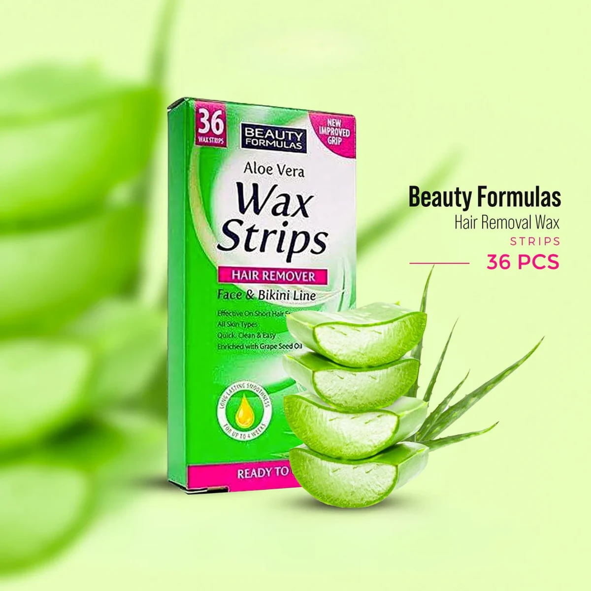 Beauty Formulas Face And Bikini Line Wax Strips, (36 pcs pack)