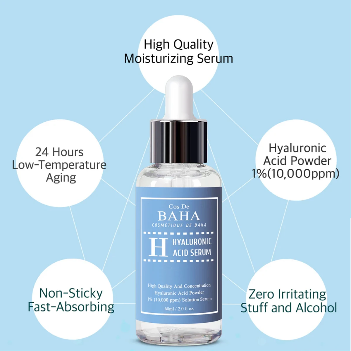 Cos De Baha Pure Hyaluronic Acid 1% Powder Solution Serum (30ml)