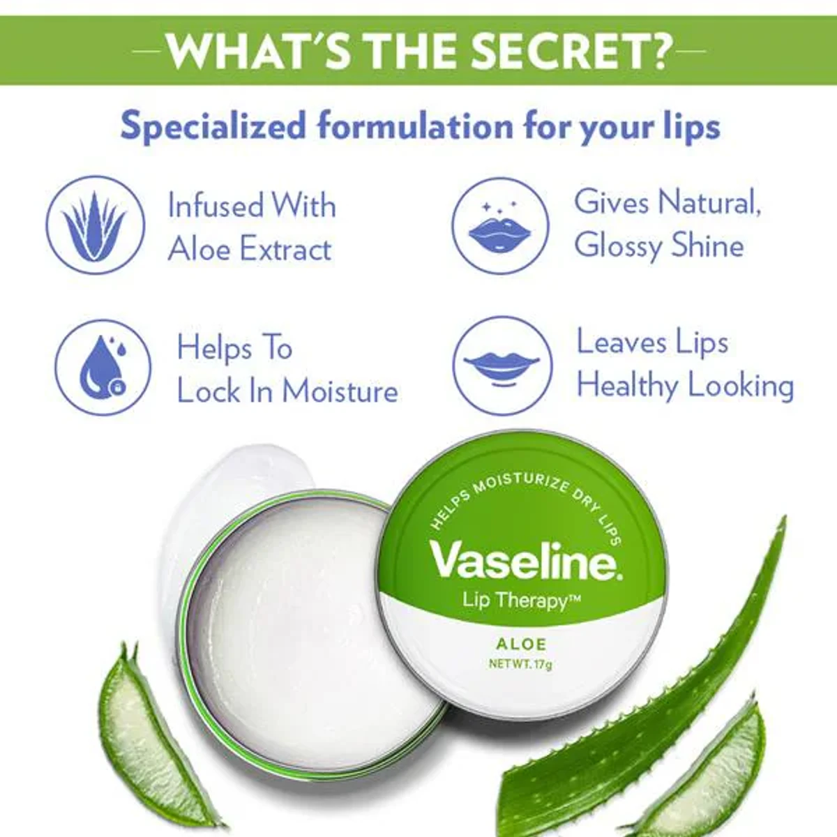 Vaseline Lip Therapy Aloe Vera, 0.6 oz (Poland) - Image 4