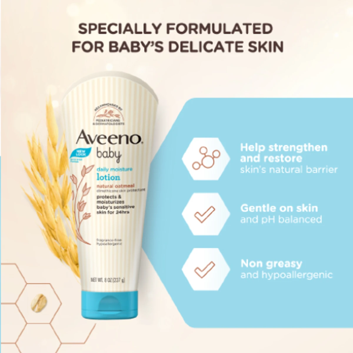 Aveeno Baby Daily Moisture Body Lotion with Natural Oatmeal (227g) - Image 4