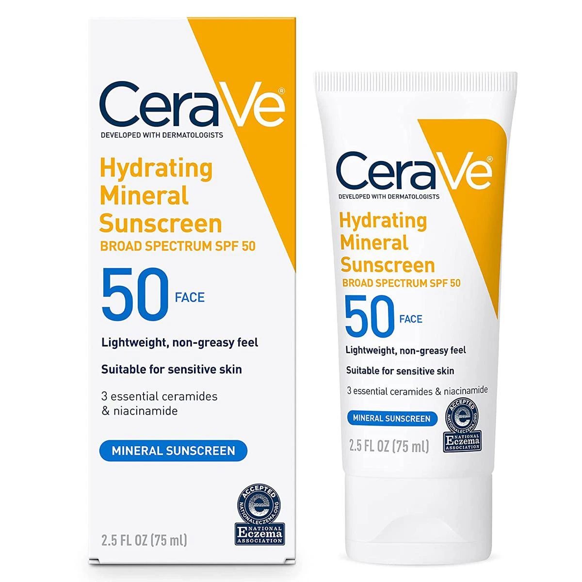 CeraVe Hydrating Mineral Face Sunscreen Broad Spectrum SPF 50 (75ml)