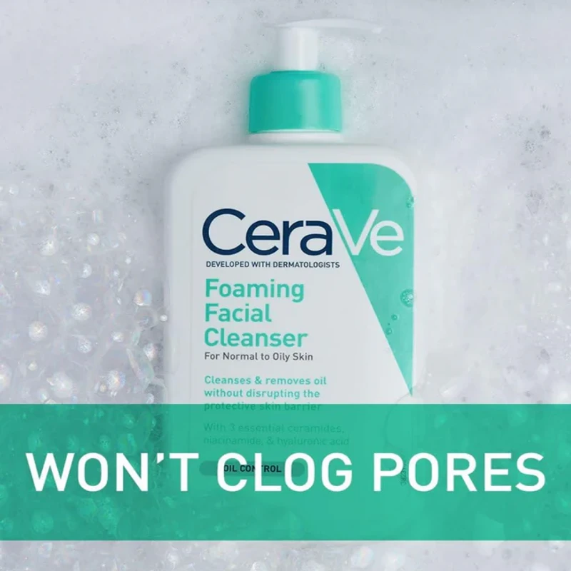 Cerave Foaming Facial Cleanser for Normal To Oily Skin (237ml/87ML)