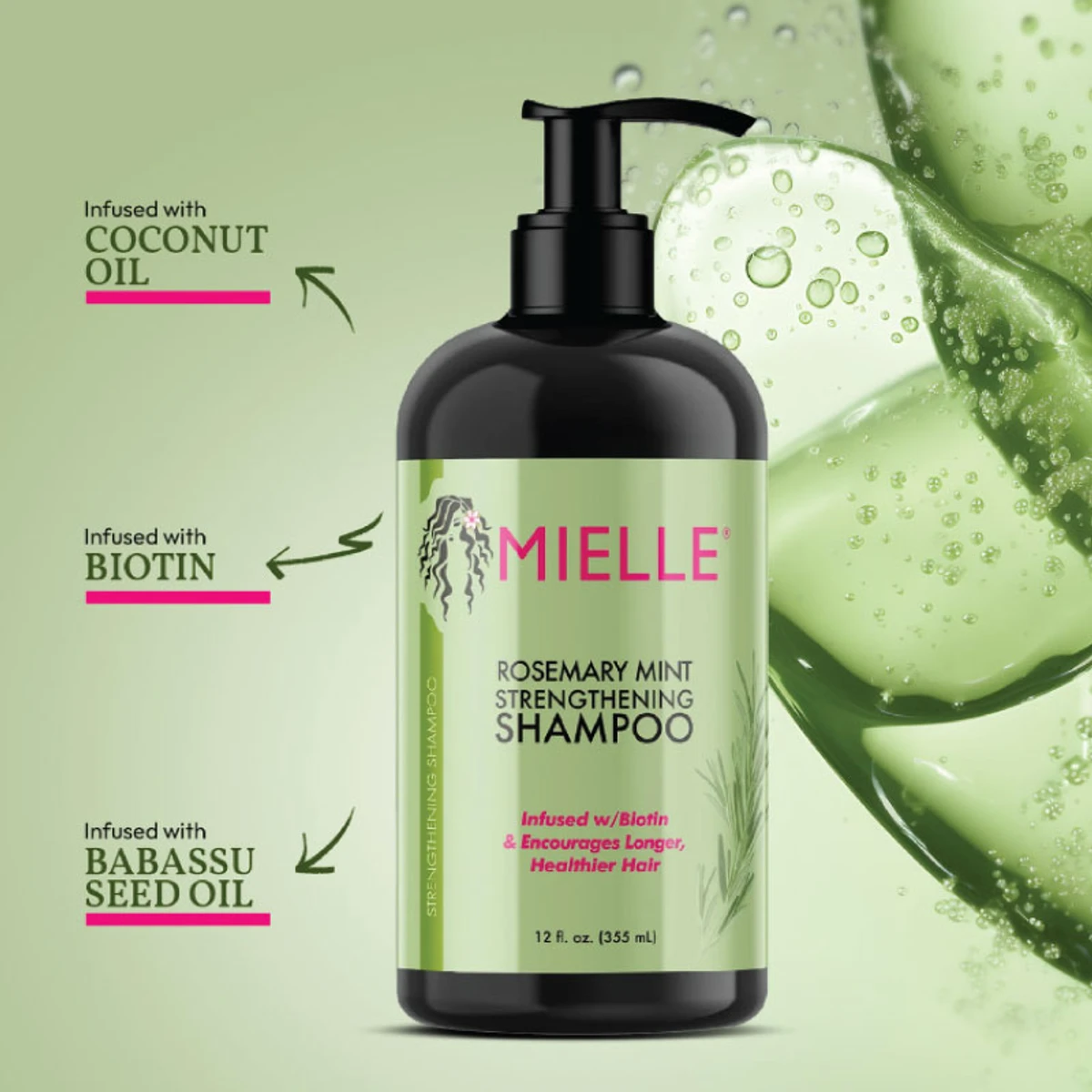 Mielle Rosemary Mint Strengthening Shampoo-(355ml) - Image 3