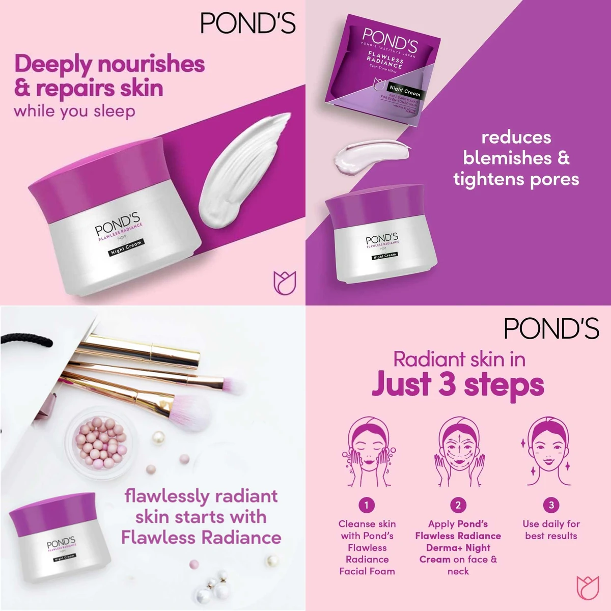 Pond's Flawless Radiance Night Cream (50gm) Thailand - Image 4