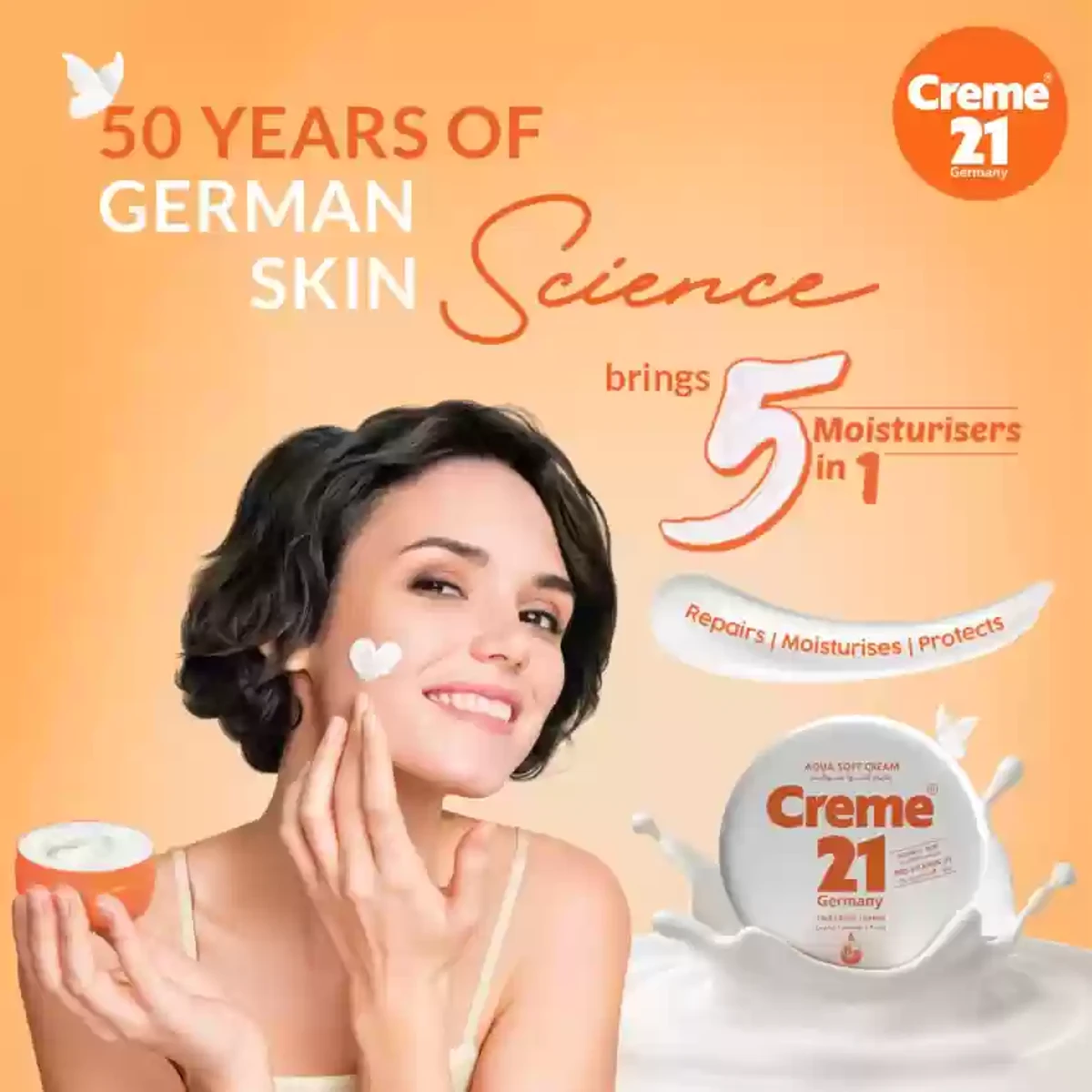 Creme 21–Aqua Soft Cream – Normal Skin – With Pro-Vitamin B5 (Germany) 150ml