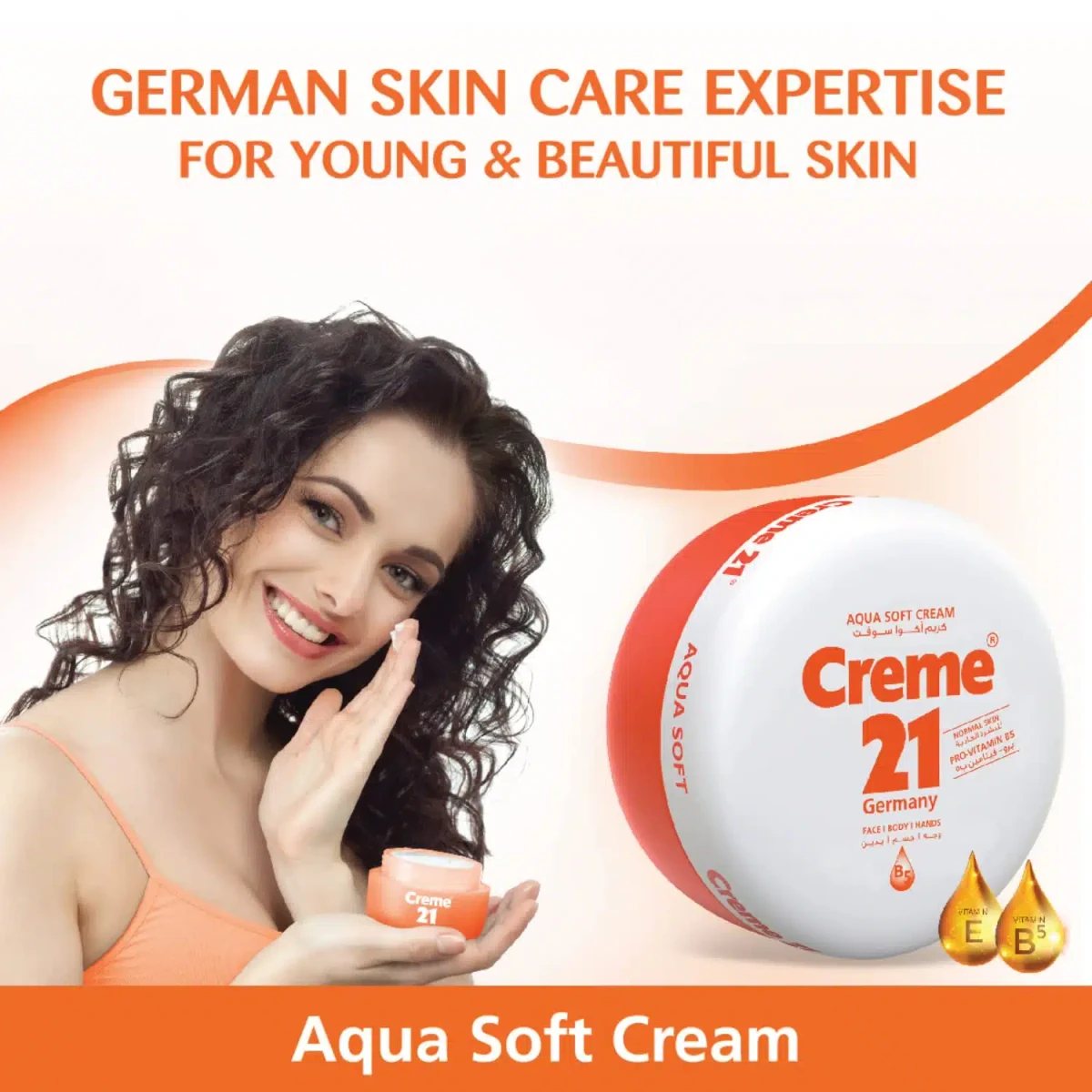 Creme 21–Aqua Soft Cream – Normal Skin – With Pro-Vitamin B5 (Germany) 150ml - Image 3