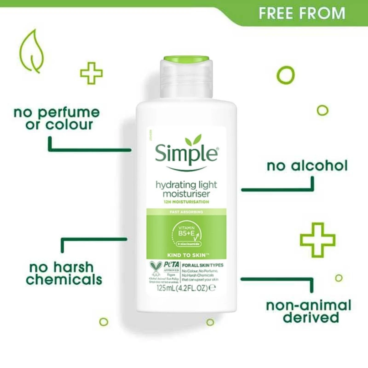 Simple Kind to Skin Hydrating Light Moisturiser with Vitamin B5+E & Niacinamide (125ml) - Image 4