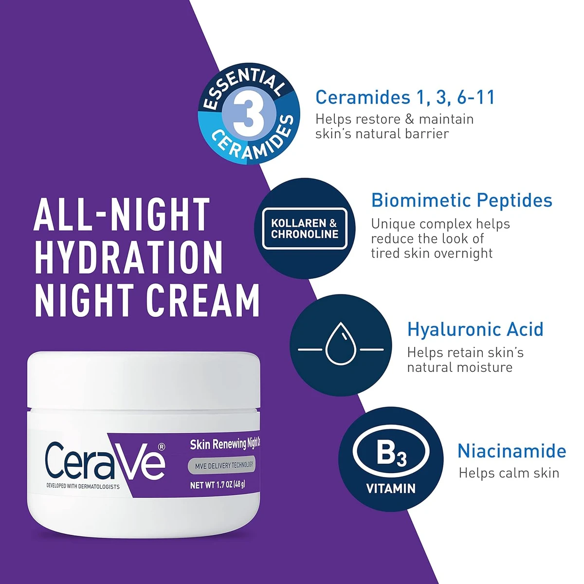 CeraVe Skin Renewing Night Cream (48grm) - Image 3