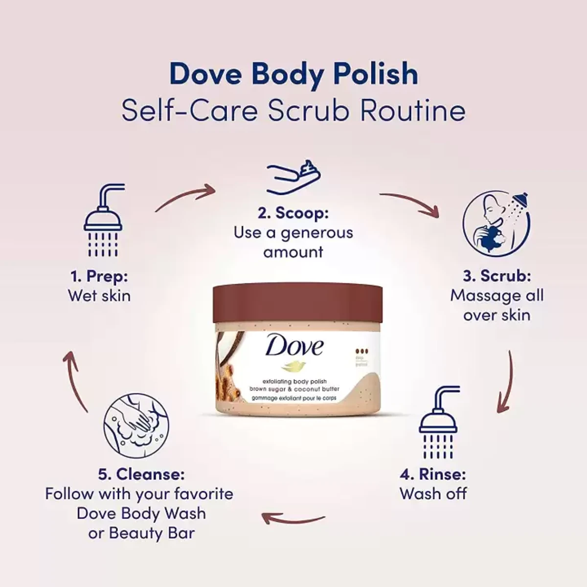 Dove Brown Sugar & Coconut Butter Exfoliating Deep Body Polish 298g - Image 4