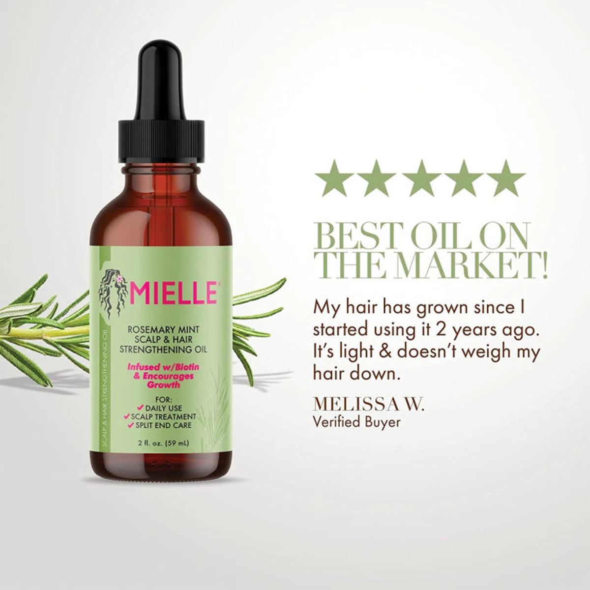 Mielle Rosemary Mint Scalp & Hair Strengthening Oil (59ml) - Image 3