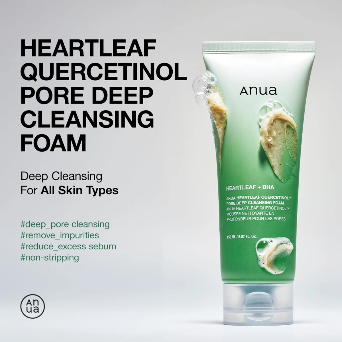 Anua Heartleaf Quercetinol Pore Deep Cleansing Foam - 150ml - Image 3