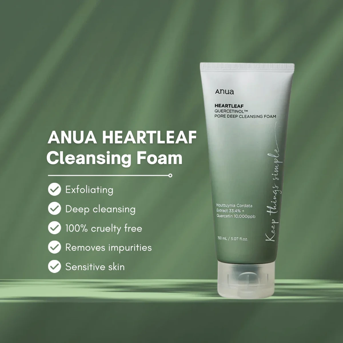 Anua Heartleaf Quercetinol Pore Deep Cleansing Foam - 150ml - Image 4