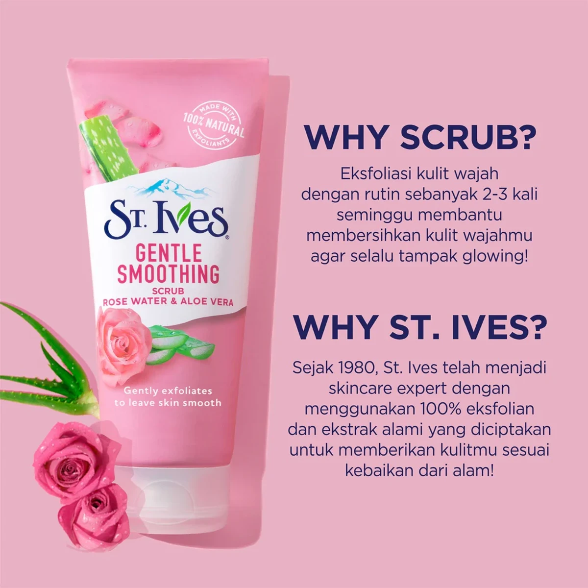 St. Ives Gentle Smoothing Rosewater and Aloe Vera Facial Scrub (170gm)